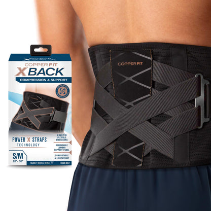 Copper Fit X-Back Brace for Lower Back Pain, Lumbar Support, Herniated Disc, Sciatica, Arthritis – Adjustable, Breathable Design - for Men and Women (Large/XLarge)