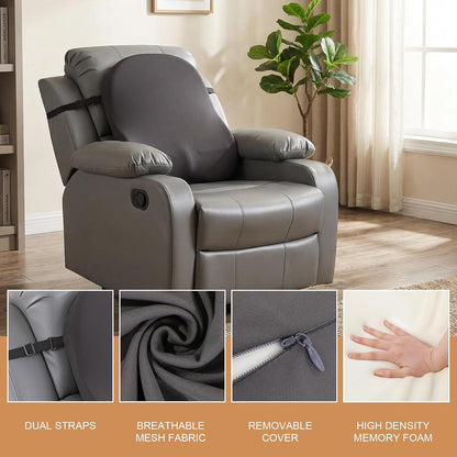 HOMBYS Extra Long Lumbar Support Pillow for Recliner Chair, 50D Molded Memory Foam Back Support Cushion with Full Back Support, Ergonomic Design & Breathable Cover