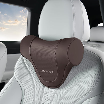 Coverado Lumbar Support Pillow for Car, Ergonomic Memory Foam Back Pillow for Office Chair, New Back Cushion for Pain Relief, PU Leather Car Lumbar Support for Driving Seat - BK