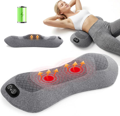 Upgraded 3 in 1 Cordless Electric Lumbar Support Pillow, Triple Fusion Back Massager with Heat & Vibration & Traction, Lower Back Massager, Ideal for Car/Bed/Office Chair/Travel, Gift for Relaxation