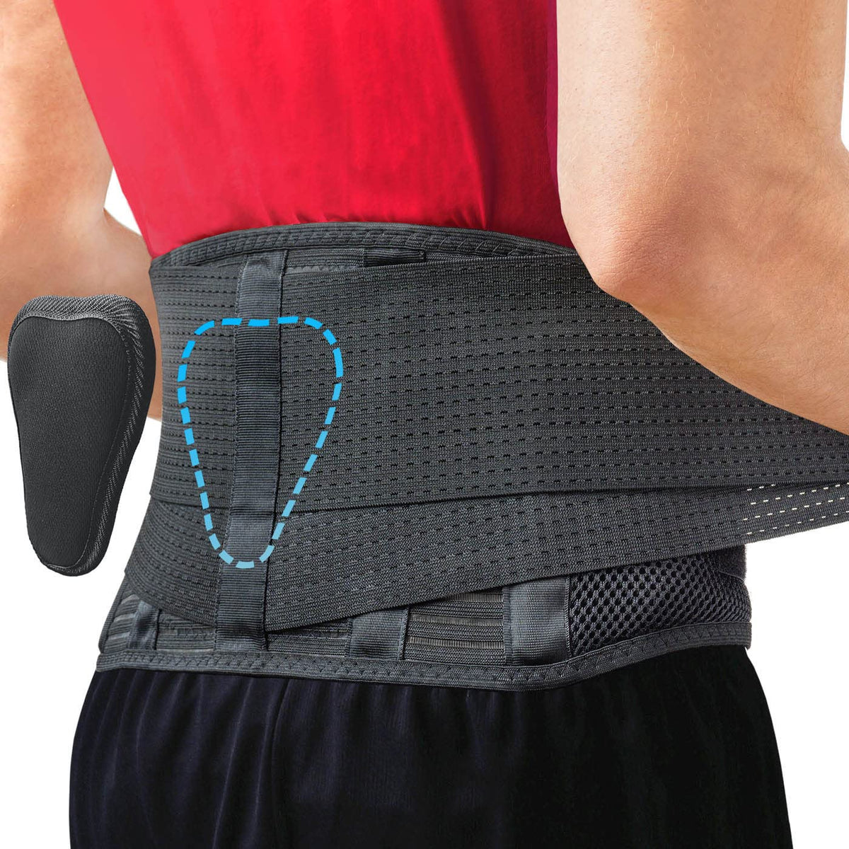 Sparthos Back Brace for Women & Men, Sciatica, Lower Back Pain - Black-L