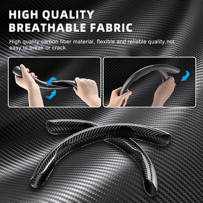 Amiss 3pcs Carbon Fiber Anti-Skid Steering Wheel Cover, Waterproof Design, Universal Fit for 14-16 Inch Car Wheel Cover, Interior Car Accessories for Jeeps, SUVs, Trucks (Glossy Black)