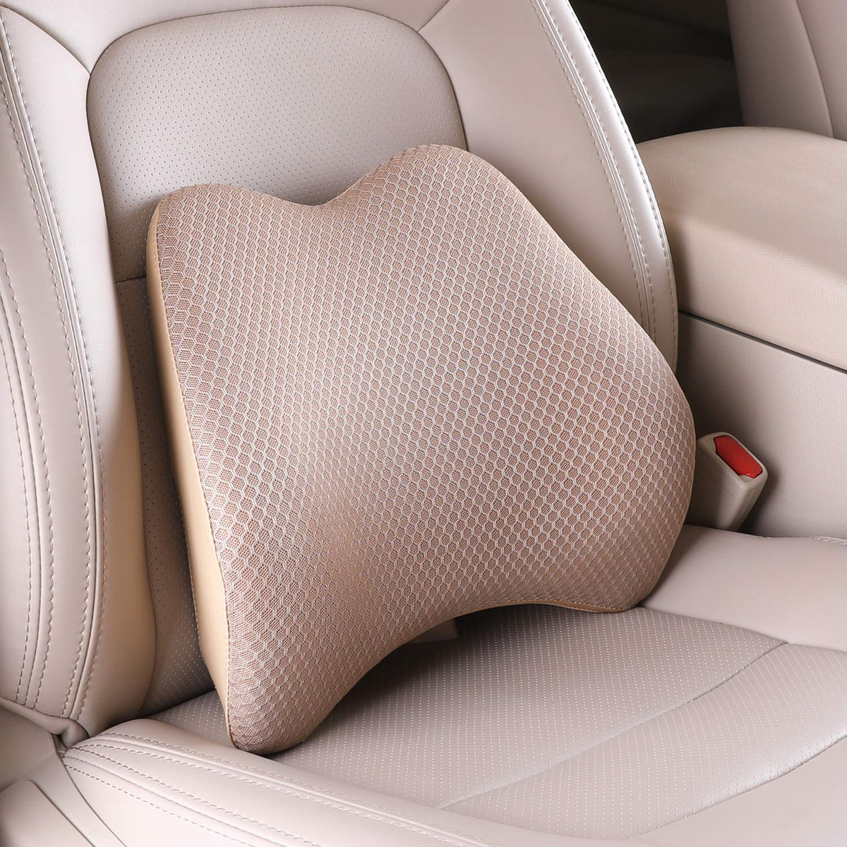Memory Foam Lumbar Support Pillow for Car - Lower Back Support Cushion for Driving, Back Pain Relief for Car Seat, Office Chair, Wheelchair (Black)