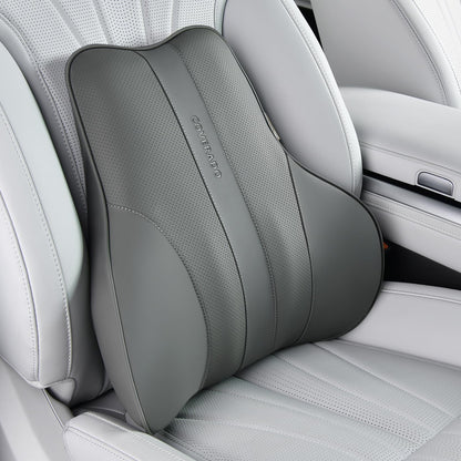 Coverado Lumbar Support Pillow for Car, Ergonomic Memory Foam Back Pillow for Office Chair, New Back Cushion for Pain Relief, PU Leather Car Lumbar Support for Driving Seat - BK