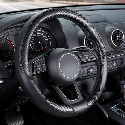SEG Direct Steering Wheel Cover 14.5"-15" Heavy-Duty, Black Carbon Fiber