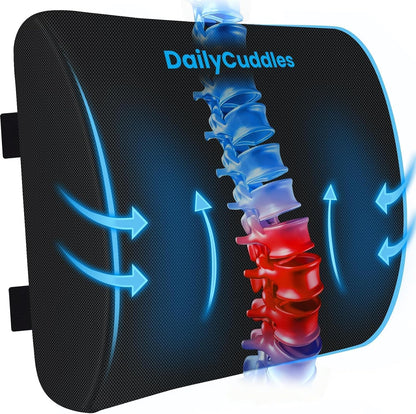 Lumbar Support Pillow, Ergonomic Back Cushion for Office , Black/X-Large