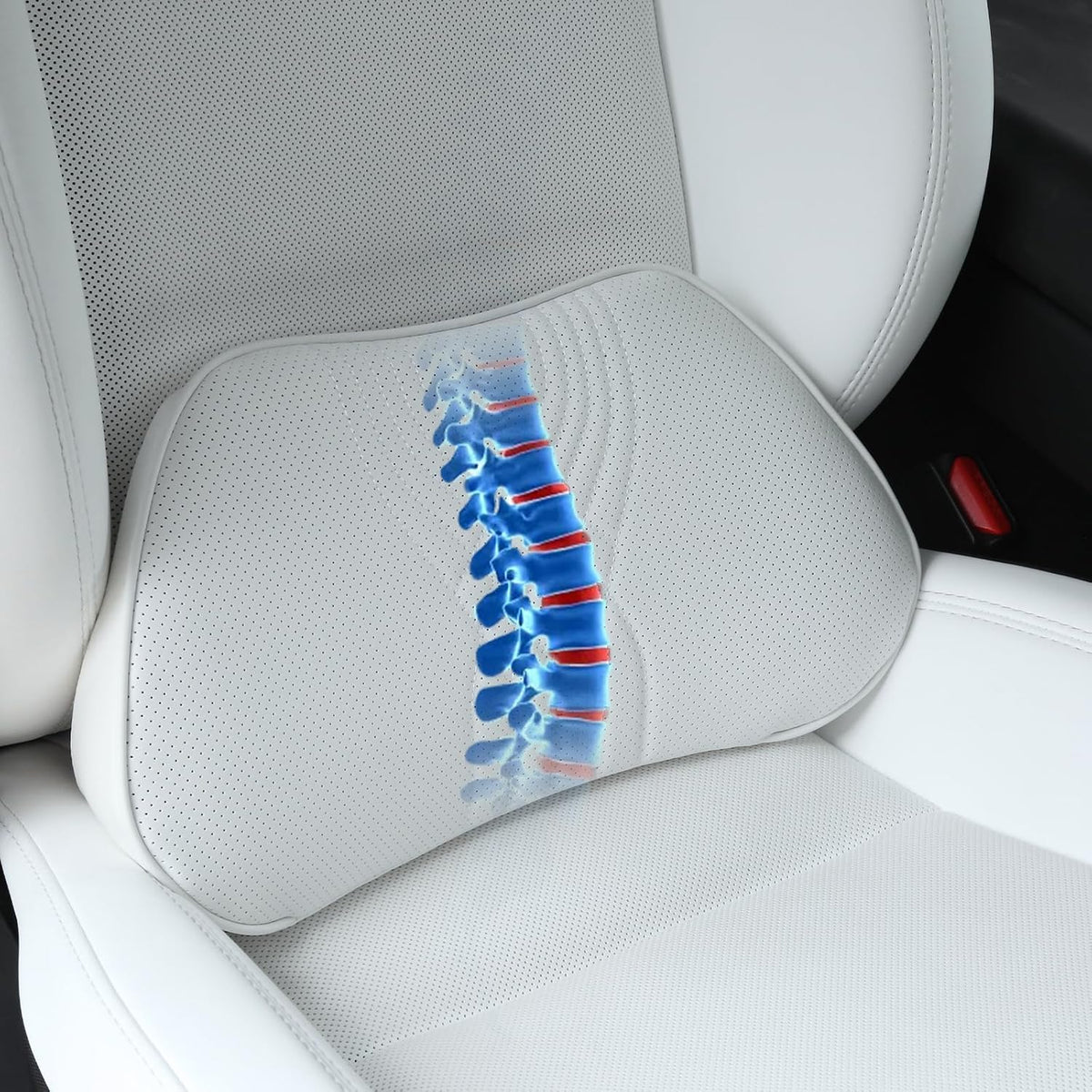 Lumbar Support Pillow for Car Seat, Office Chair, White, 1PC