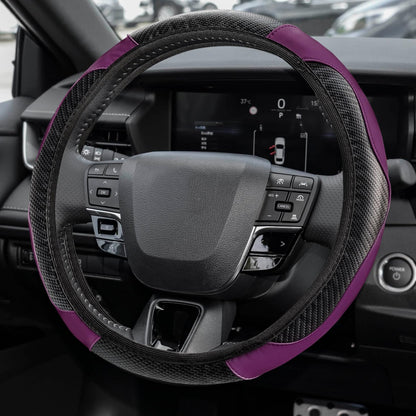 Car Steering Wheel Cover, Steering Wheel Accessories, 15 Inch Microfiber Leather Carbon Fiber Soft Anti-Slip Breathable, Car Accessories Elastic Non-Slip Cover for Most Vehicles