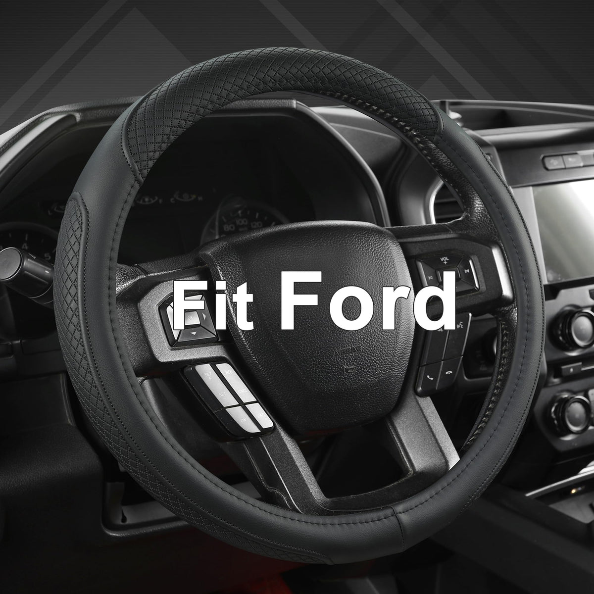West Llama Customized Auto Car Steering Wheel Cover for Ford F-150, F-250, F-350, Expedition (Black)