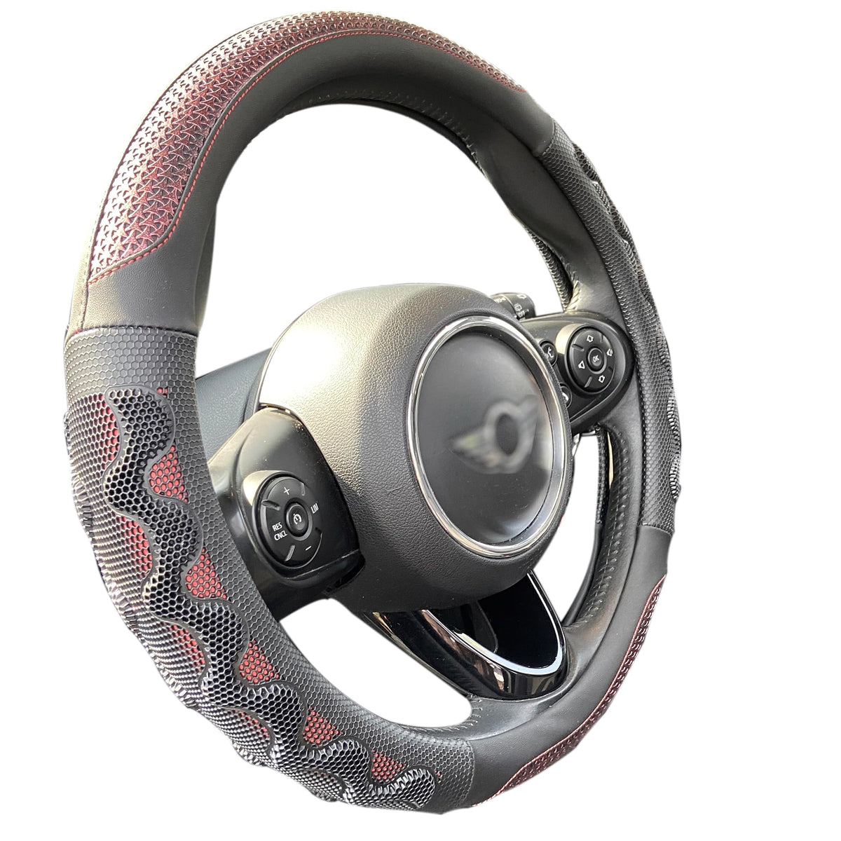 PINCTROT Steering Wheel Cover Great Grip Honeycomb Design 15 Inch All Black