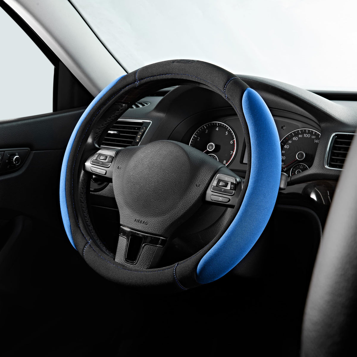 Skechers Steering Wheel Cover, Memory Foam Car Steering Wheel Cover,14.5-15inch Anti-Slip Safety Comfortable Desgin, Universal Accessory for Diverse Cars, Truck,SUV (Black & Black)