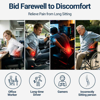 Season Guard Back Support Pillow, Lumbar Pain Relief Cushion for Office/Car