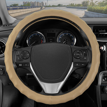 BDK Black Genuine Leather Steering Wheel Cover Large 15.5 to 16 inch