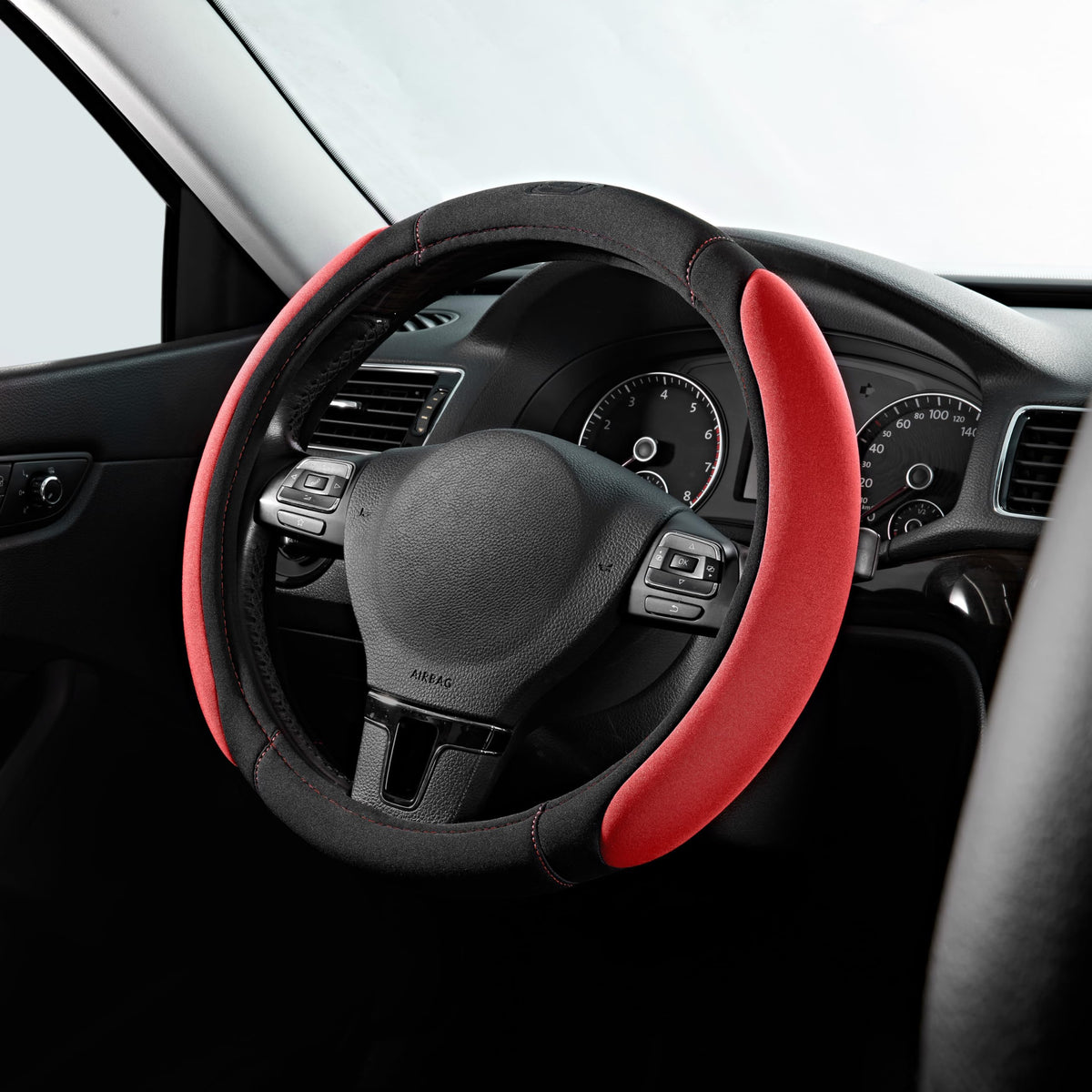 Skechers Steering Wheel Cover, Memory Foam Car Steering Wheel Cover,14.5-15inch Anti-Slip Safety Comfortable Desgin, Universal Accessory for Diverse Cars, Truck,SUV (Black & Black)