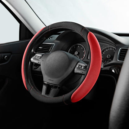 Skechers Steering Wheel Cover, Memory Foam Car Steering Wheel Cover,14.5-15inch Anti-Slip Safety Comfortable Desgin, Universal Accessory for Diverse Cars, Truck,SUV (Black & Black)