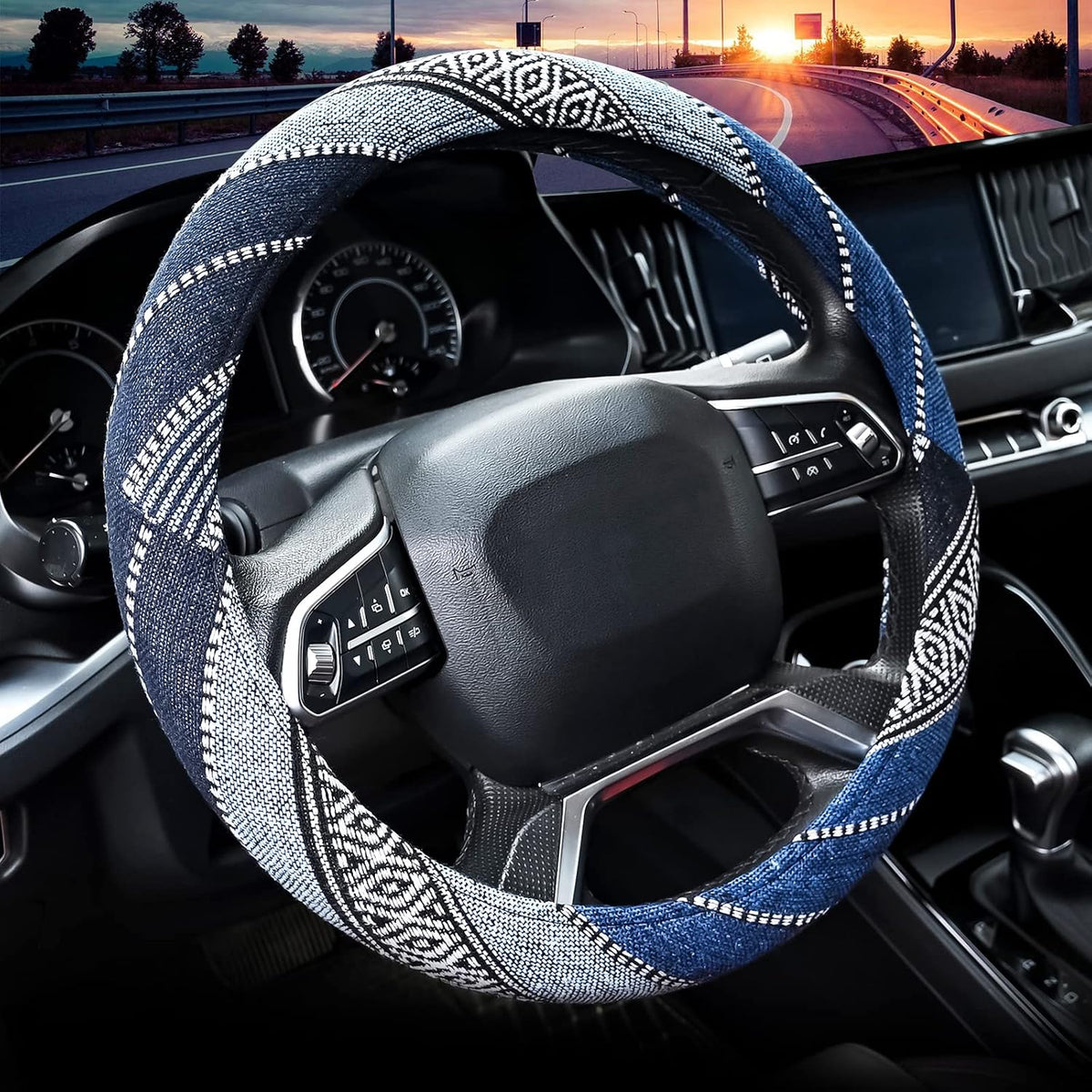 Valleycomfy Boho Steering Wheel Covers for Women Cloth Bohemian Universal