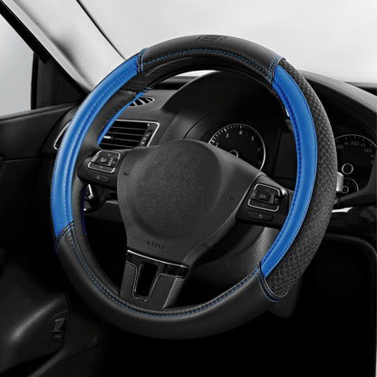 Skechers Air-Cooled Steering Wheel Cover,Leather Car Steering Wheel Cover Universal Fit 14" 1/2-15" Car Wheel Protector for Men Women Fit Suvs,Vans,Sedans,Car,Trucks,Black