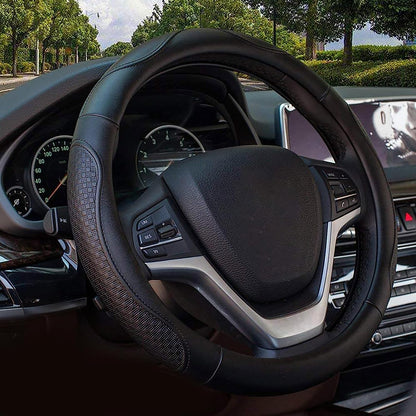 Valleycomfy Leather Steering Wheel Covers Universal 15 inch -Breathable