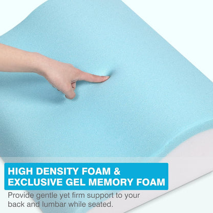 Back Support Pillow for Recliner Dual Layer Lumbar Support Pillow with Gel Memory Foam Ergonomic Orthopedic Couch Lumbar Cushions for Elderly Lower Back Pain Relief Washable Cover Brown