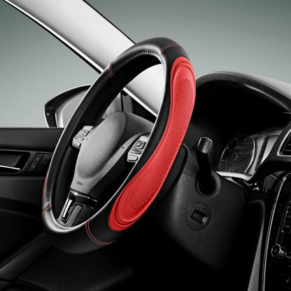 Road Comforts Car Steering Wheel Cover - Microfiber Leather Steering Wheel Wrap Sports 14.5-15 Inch Steering Wheel Cover Non-Slip for Men Women Grey Color