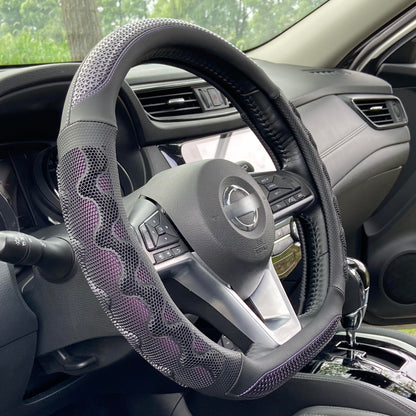PINCTROT Steering Wheel Cover Great Grip Honeycomb Design 15 Inch All Black