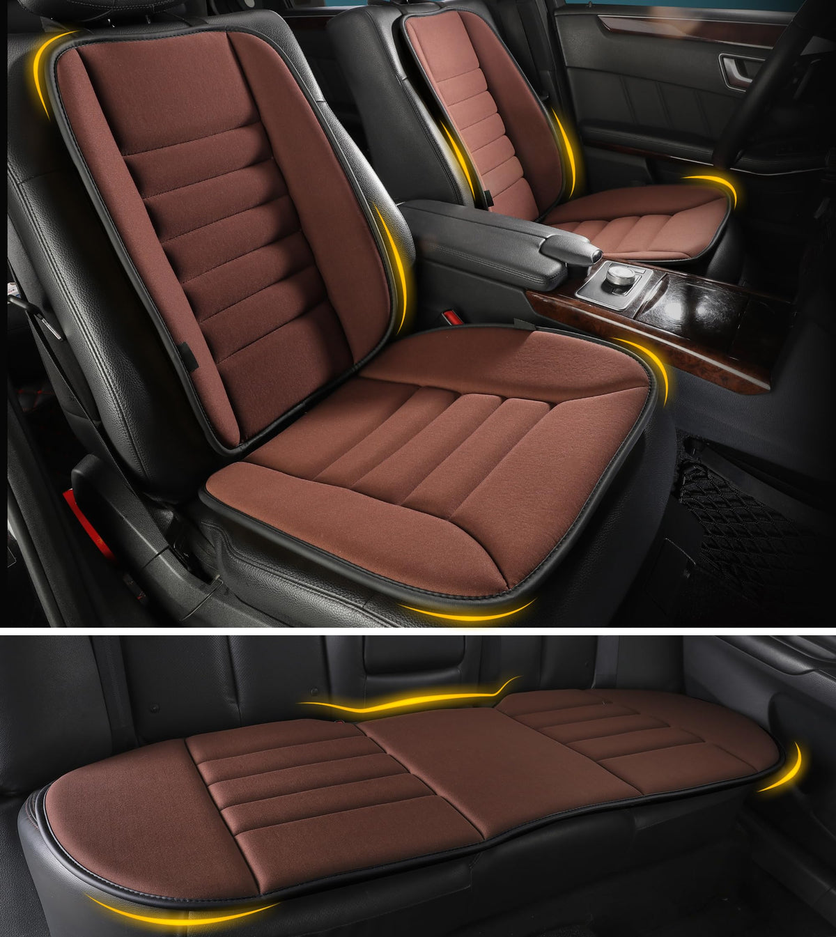 kingphenix Car Seat Cushion with Back Support Pillow, Memory Foam, Black