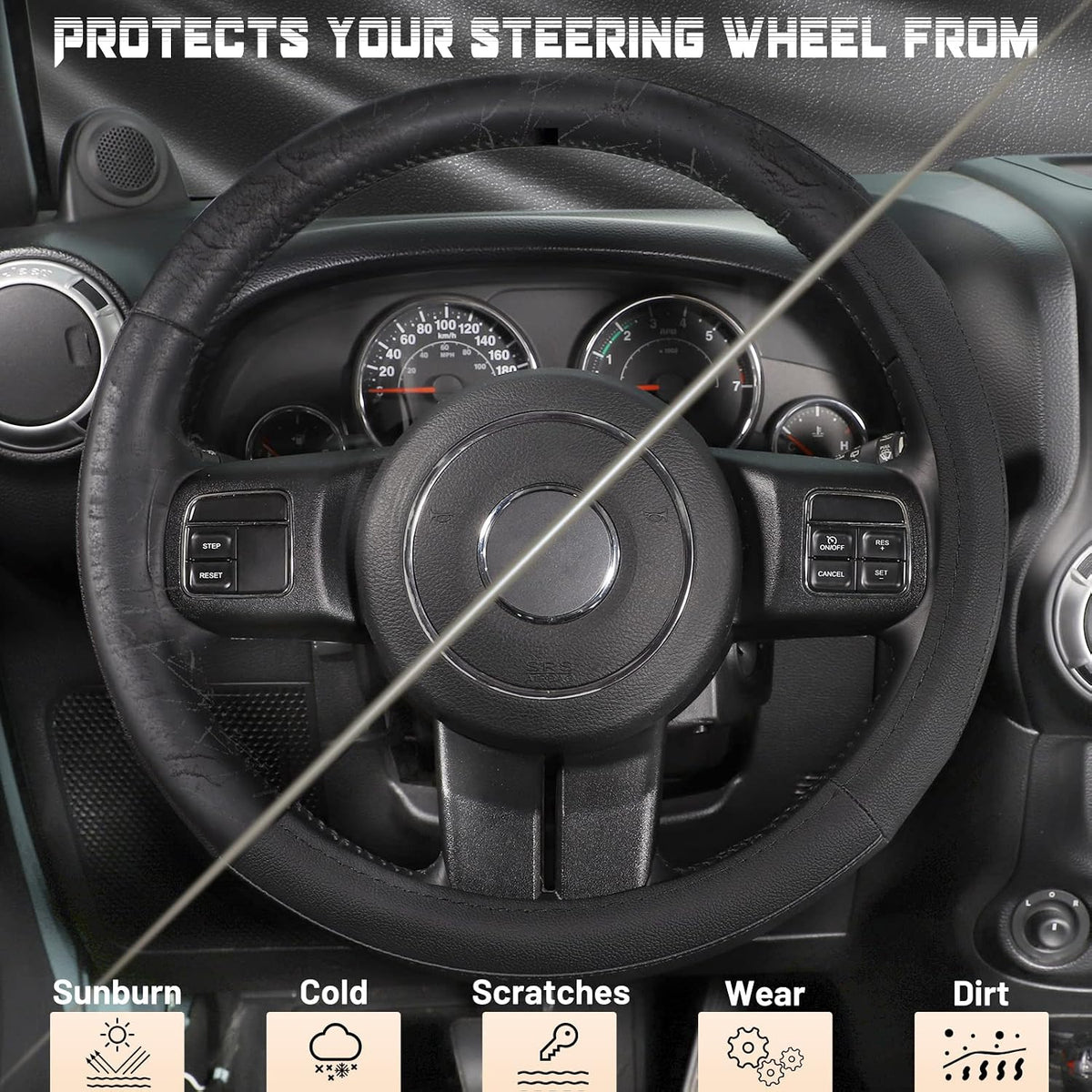 SEG Direct Car Steering Wheel Cover for F150 Tundra Range Rover 15.5"-16"
