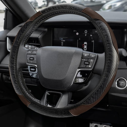 Car Steering Wheel Cover, Steering Wheel Accessories, 15 Inch Microfiber Leather Carbon Fiber Soft Anti-Slip Breathable, Car Accessories Elastic Non-Slip Cover for Most Vehicles