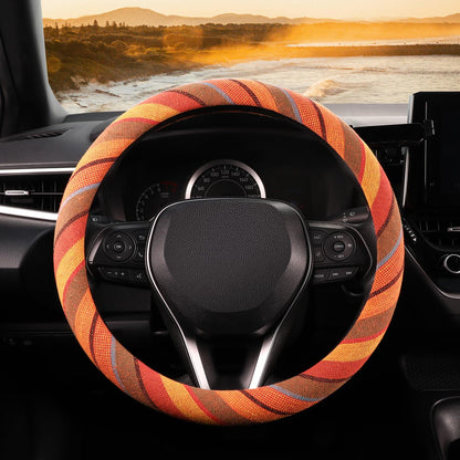 SEG Direct Boho Steering Wheel Cover, Baja Blanket Cloth, Coarse Flax