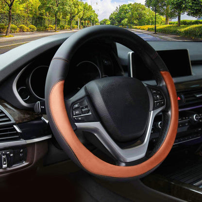 Valleycomfy Microfiber Leather Steering Wheel Covers Universal 15 inch (Gray)