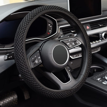 KAFEEK Elastic Stretch Steering Wheel Cover, Universal 15 Inch, Black