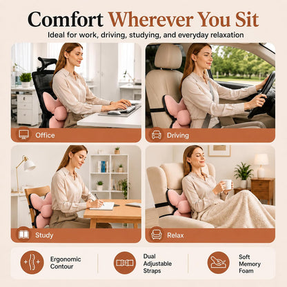 Lumbar Support Pillow for Office Chair & Car, Desk Chair Back Cushion,,Pink