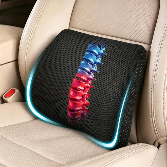 Lumbar Support Pillow for Car & Office Chair - High-Density Memory Foam Back Cushion for Sciatica & Lower Back Pain Relief - Non-Slip Support for Driving & Desk Workers