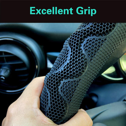 PINCTROT Steering Wheel Cover Great Grip Honeycomb Design 15 Inch All Black