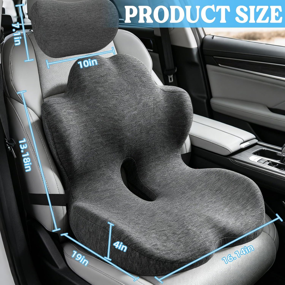 3-in-1 Memory Foam Seat Cushion and Headrest Pillow with Lumbar Support