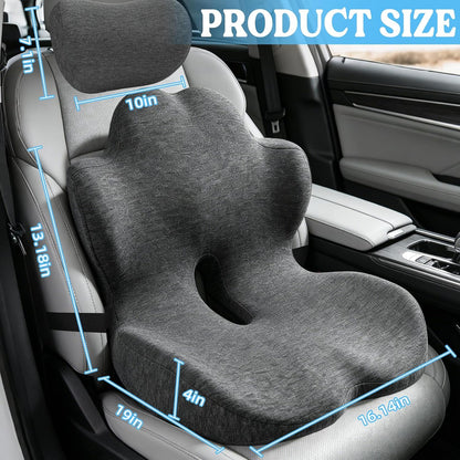 3-in-1 Memory Foam Seat Cushion and Headrest Pillow with Lumbar Support