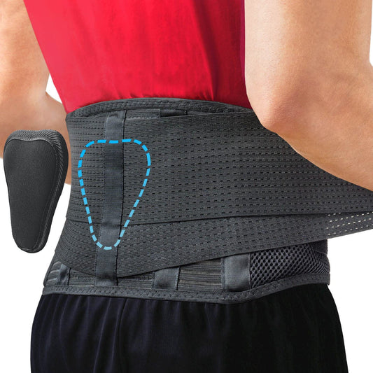 Sparthos Back Brace for Women & Men, Sciatica, Lower Back Pain - Black-S