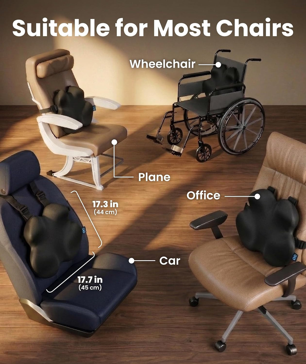 Everlasting Comfort Lumbar Support Pillow for Office Chair - Improves Posture, Promotes Back Pain Relief - Superior Back Support for Gaming and Desk Chairs - Lumbar Pillow for Car, Couch