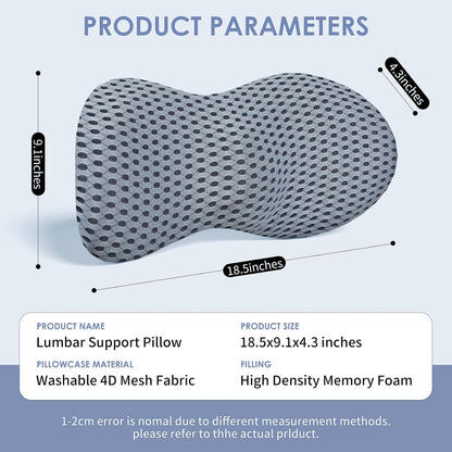 kasney Lumbar Support Pillow for Office Chair, Back Support Pillow, Gray