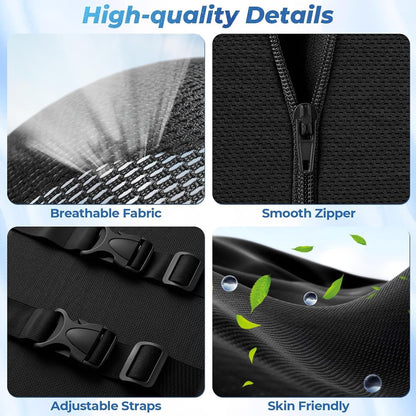 Lumbar Support Pillow, Ergonomic Back Cushion for Office Chair, Black/Large