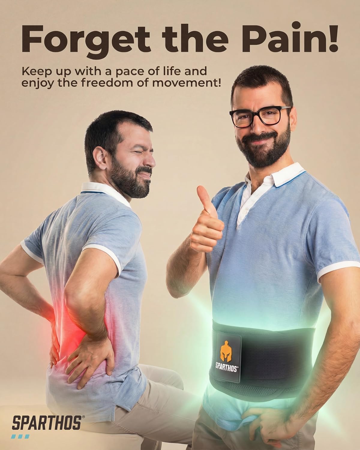 Sparthos Back Brace for Women & Men, Sciatica, Lower Back Pain - Black-S