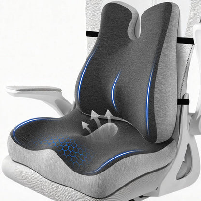 Lumbar Support Pillow for Office Chair,Seat Cushion with Back Support,Office Chair Cushion for Tailbone Pain,Sciatica and Hemorrhoid Relief (Black)