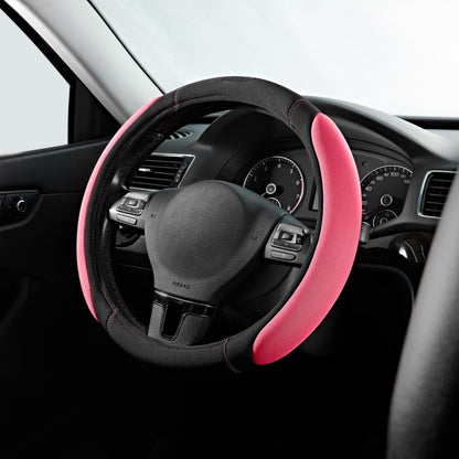 Skechers Steering Wheel Cover, Memory Foam Car Steering Wheel Cover,14.5-15inch Anti-Slip Safety Comfortable Desgin, Universal Accessory for Diverse Cars, Truck,SUV (Black & Black)
