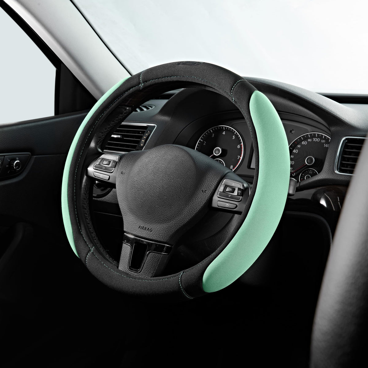Skechers Steering Wheel Cover, Memory Foam Car Steering Wheel Cover,14.5-15inch Anti-Slip Safety Comfortable Desgin, Universal Accessory for Diverse Cars, Truck,SUV (Black & Black)