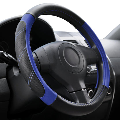 Elantrip Sport Leather Steering Wheel Cover 14 1/2 inch to 15 inch Universal, Padded Soft Grip Breathable for Car Truck SUV Jeep, Anti Slip Odorless Black