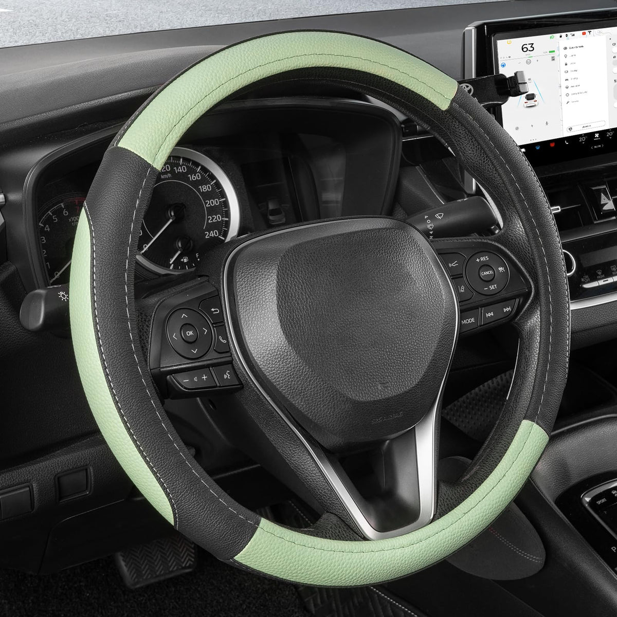 SEG Direct Black Microfiber Leather Auto Car Steering Wheel Cover 15 inch