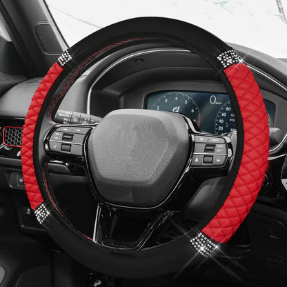 Car Steering Wheel Cover, Steering Wheel Accessories, 15 Inch Microfiber Leather Carbon Fiber Soft Anti-Slip Breathable, Car Accessories Elastic Non-Slip Cover for Most Vehicles
