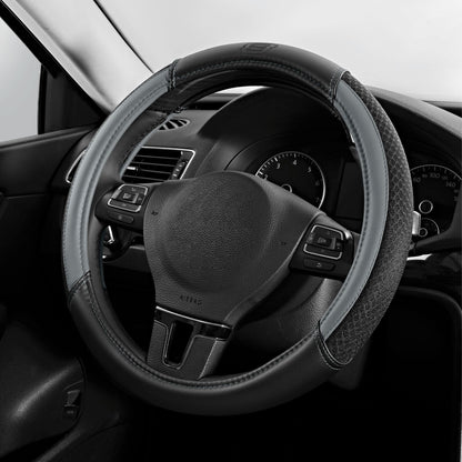 Skechers Air-Cooled Steering Wheel Cover,Leather Car Steering Wheel Cover Universal Fit 14" 1/2-15" Car Wheel Protector for Men Women Fit Suvs,Vans,Sedans,Car,Trucks,Black