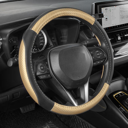 SEG Direct Black Microfiber Leather Auto Car Steering Wheel Cover 15 inch