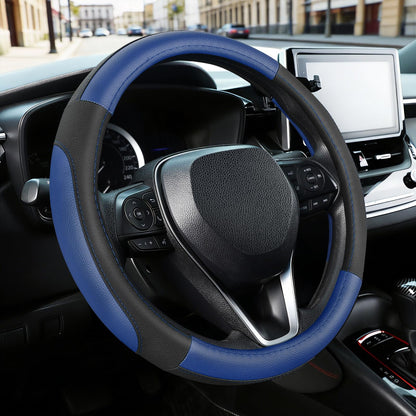 SEG Direct Black Microfiber Leather Auto Car Steering Wheel Cover 15 inch